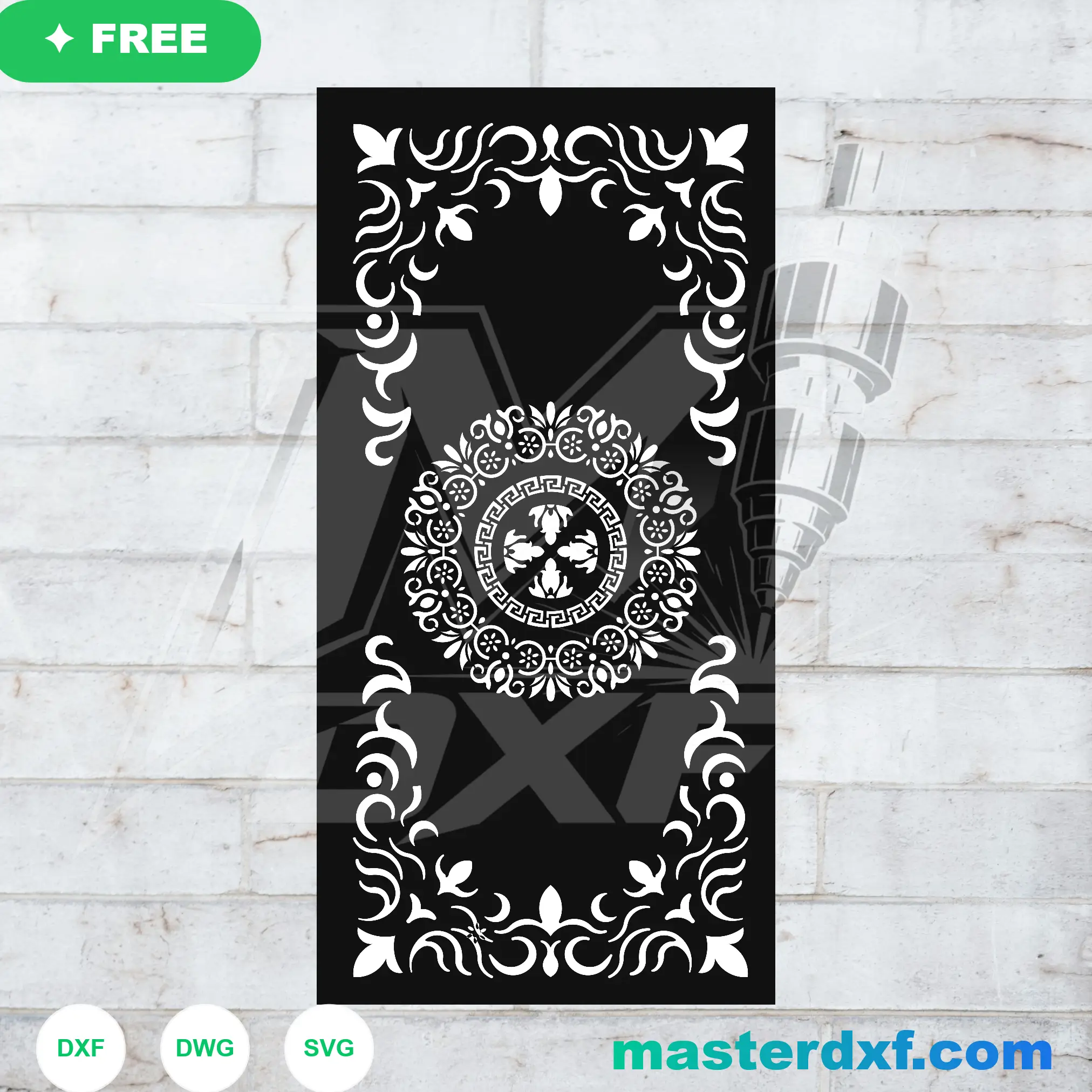 Abstract Mirror Arabesque Damask Crest Divider DXF File
